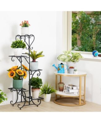 5 Tier Tall Plant Stand Metal Shelf Flower Pots Display Holder Outdoor Garden