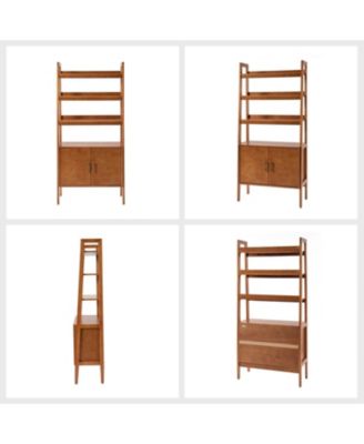 Augusto Mid-century Modern 76'' H x 36'' W Solid Wood Ladder Bookcase with Solid Wood Legs