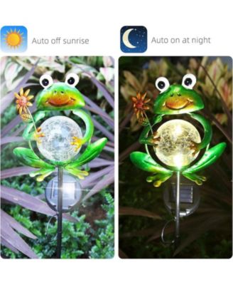 Frog Solar Lights Outdoor Garden Decorative, Solar Frog Outdoor Decor for Garden, Auto ON/Off Solar Powered Stake Lights for Christmas Pathway Lawn Patio Yard Decor