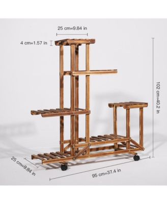 6 Tiers Wooden Plant Stand Home Garden Flower Pots Shelf for Indoor Outdoor
