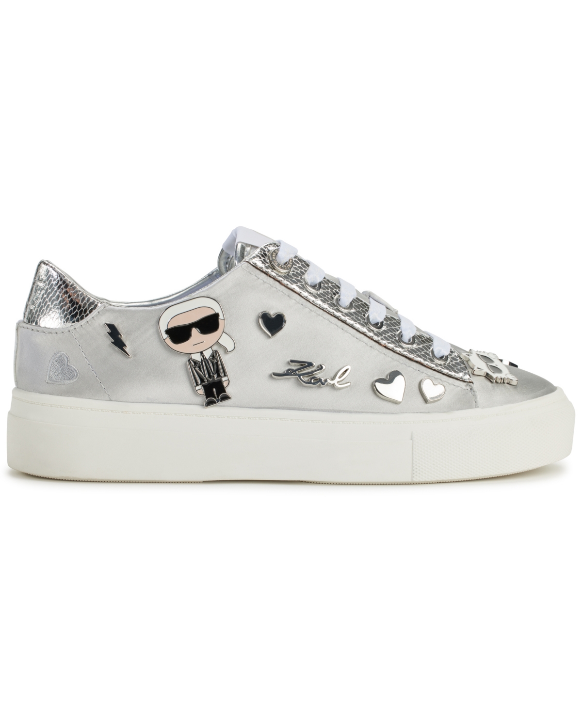 Shop Karl Lagerfeld Women's Cate Pins Lace-up Sneakers In Silver