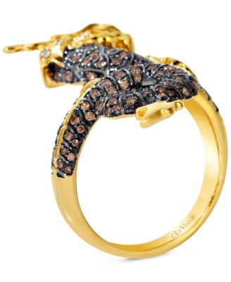 Costa Smeralda Emerald, Chocolate Diamond & Nude Diamond Dragon Ring (1/2 ct. t.w.) in 14k Honey Gold