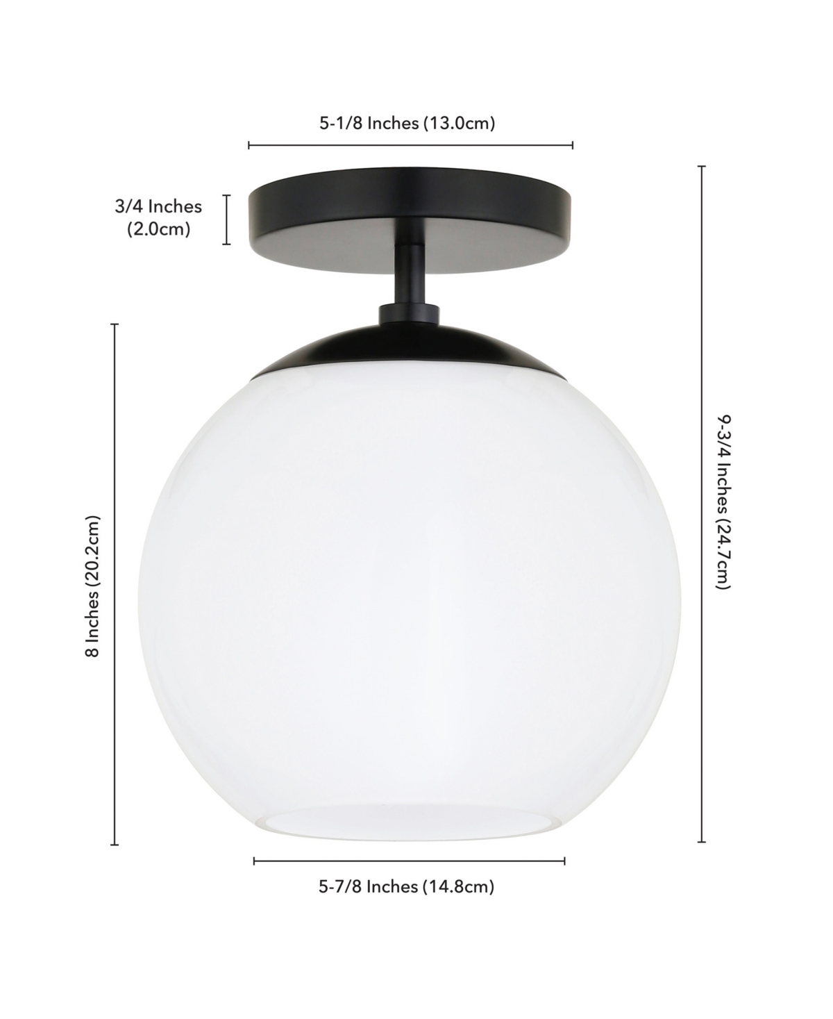 Hudson & Canal 9" Metal Bartlett Wide Semi Flush Mount In Matte Black