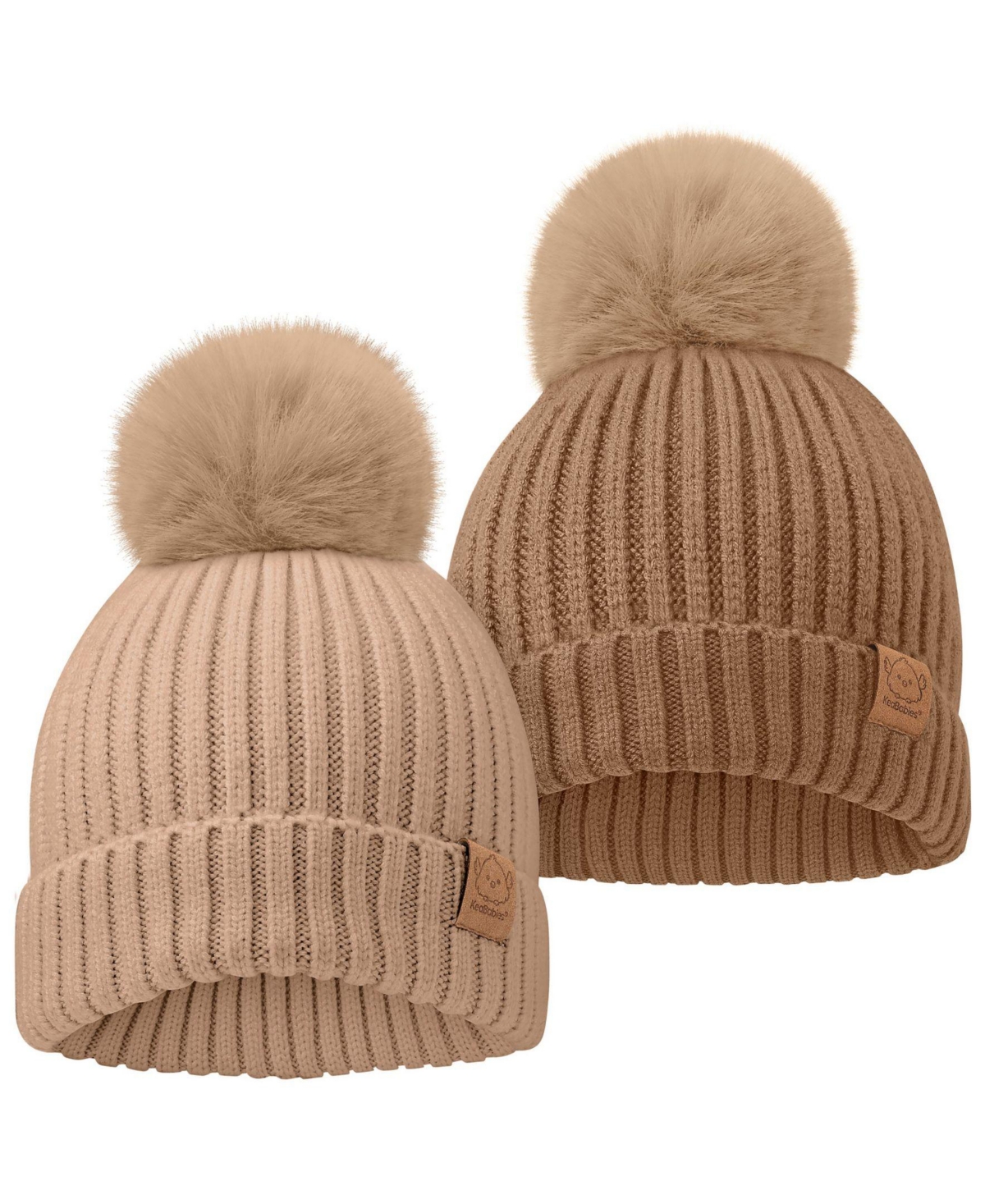 KeaBabies 2pk Baby Hats, Baby Beanies, Newborn Hats for Baby Girls, Boys, Baby Winter Hat, 6-36 Months Infant Hat