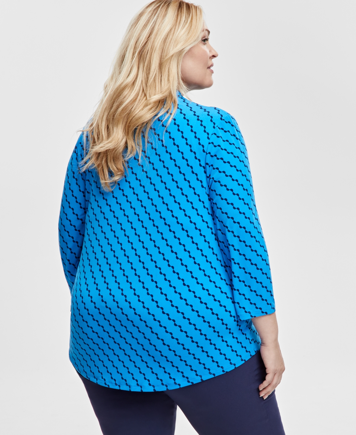 Jm Collection Plus Size V-Neck 3/4-Sleeve Top, Exclusively at Macy's