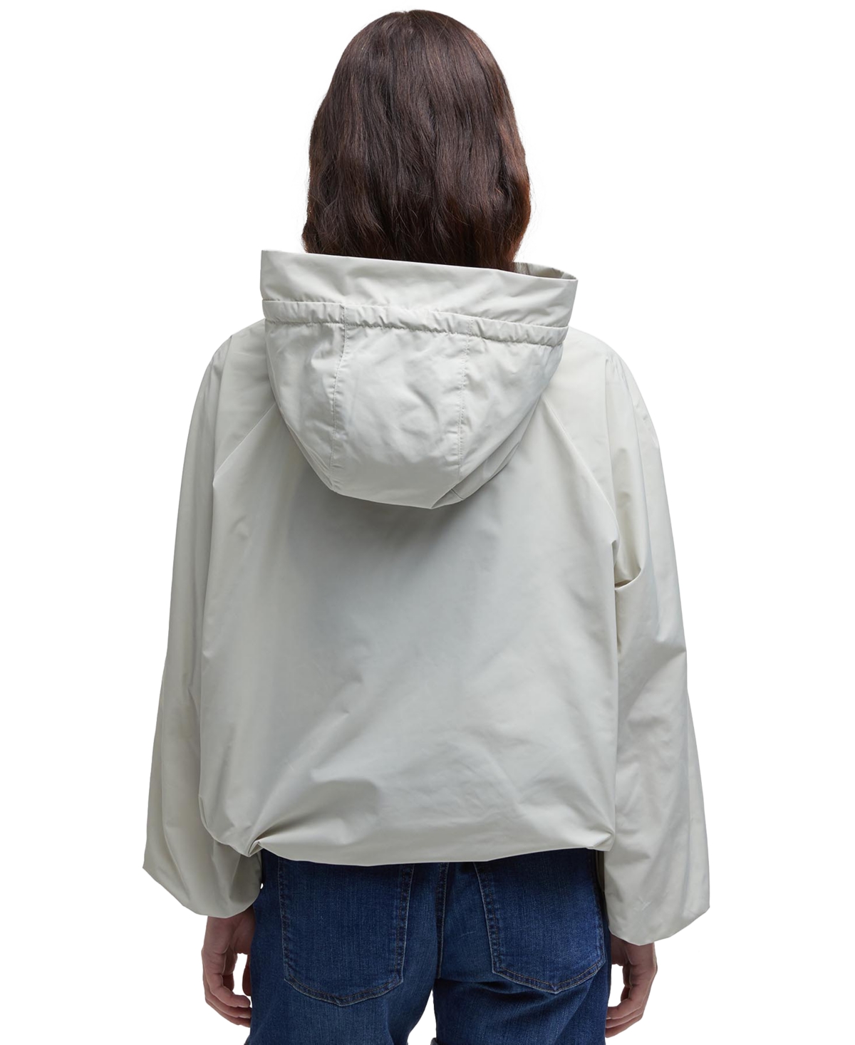 Shop Barbour Women's Mae Hooded Showerproof Blouson Jacket In Stone,ancient Tartan