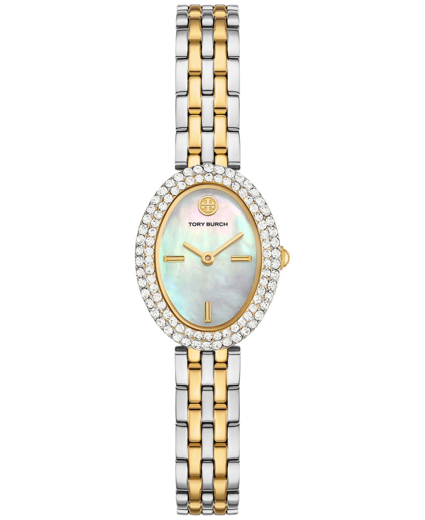 Женские часы Tory Burch The Oval Two-Tone Stainless Steel Bracelet Watch 28mm — фото 1