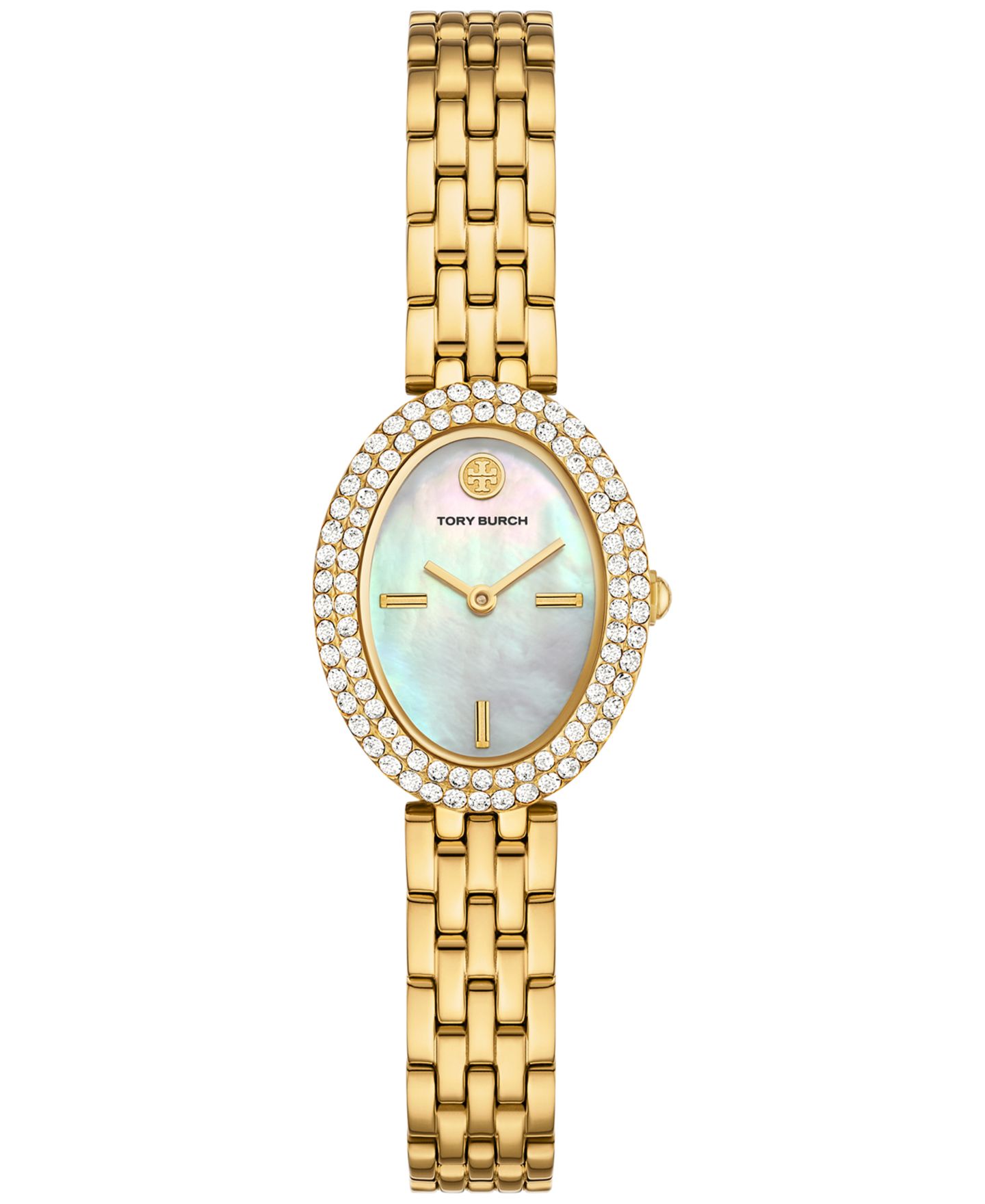 Женские часы Tory Burch The Oval Gold-Tone Stainless Steel Bracelet Watch 28mm — фото 1