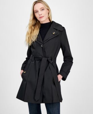 London Fog - Women's Single-Breasted Hooded Belted Trench Coat