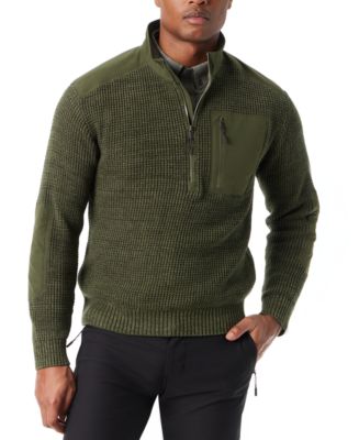 BASS OUTDOOR Men's Quarter-Zip Long Sleeve Pullover Patch Sweater