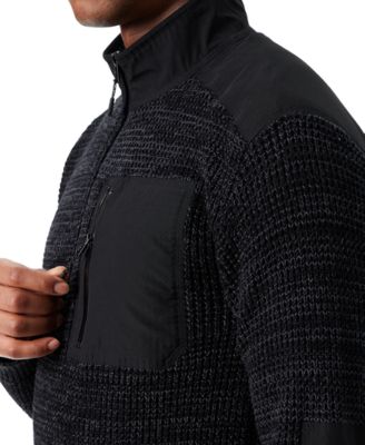 Men's Quarter-Zip Long Sleeve Pullover Patch Sweater