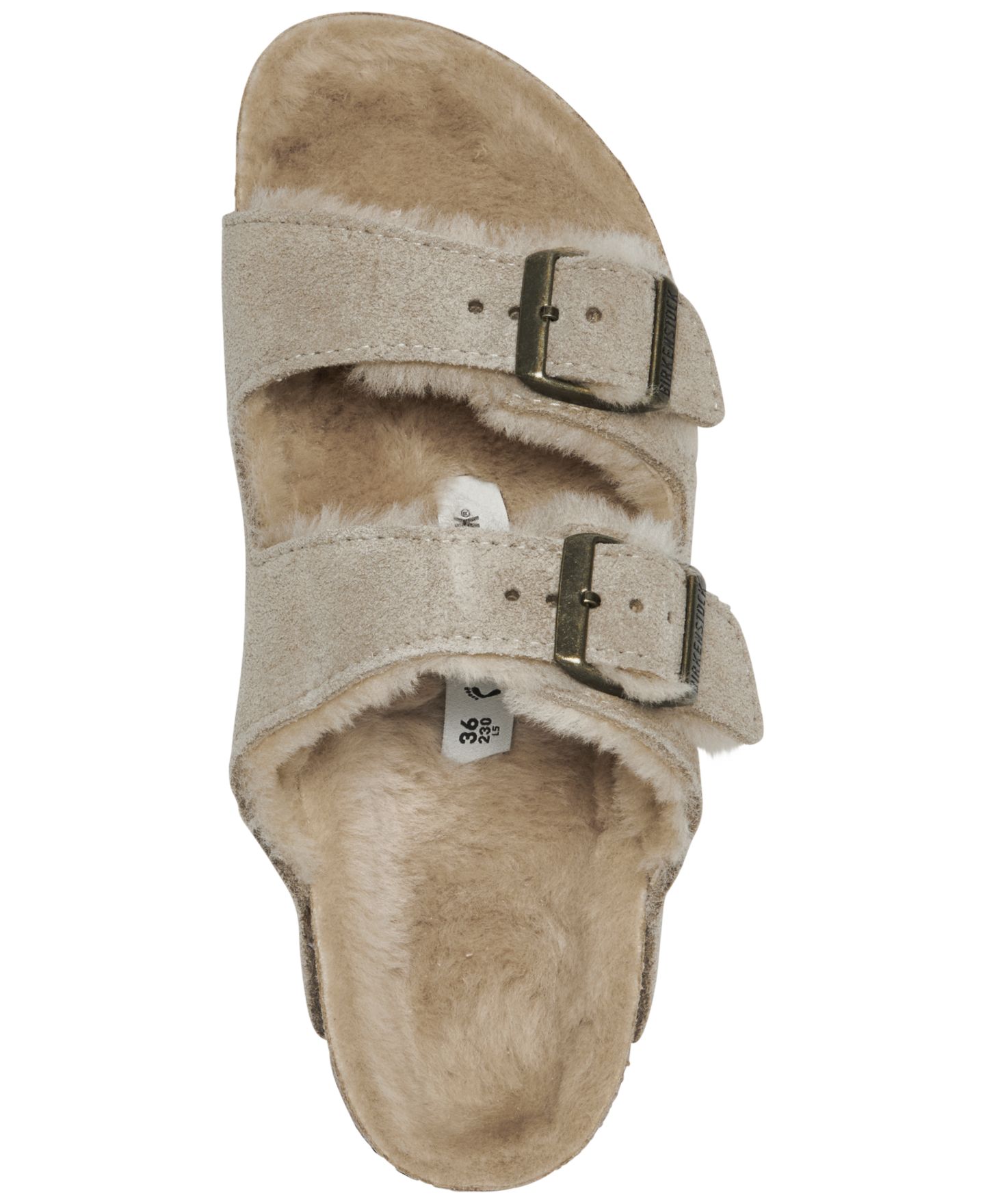 Женские сандалии Birkenstock Arizona Shearling Suede Leather, цвет: Серо-коричневый — фото 5