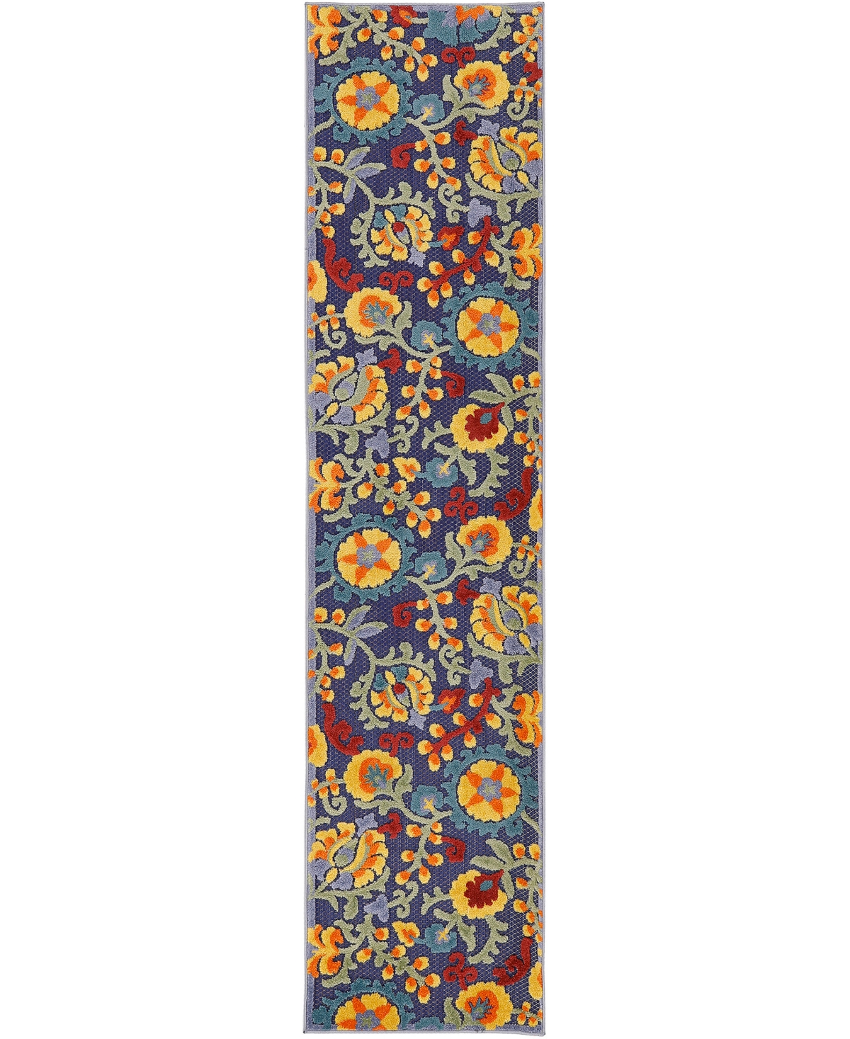 Nourison Home Aloha Alh17 2'3"x8' Runner Area Rug In Navy,multi