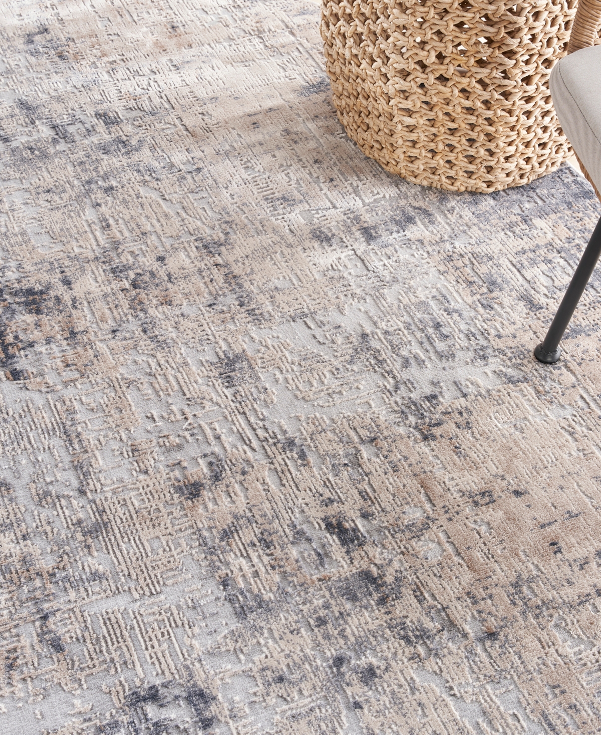 Nourison Home Rustic Textures Rus01 7'10"x7'10" Round Area Rug In Gray,beige