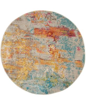 Celestial CES02 5'3"x5'3" Round Area Rug
