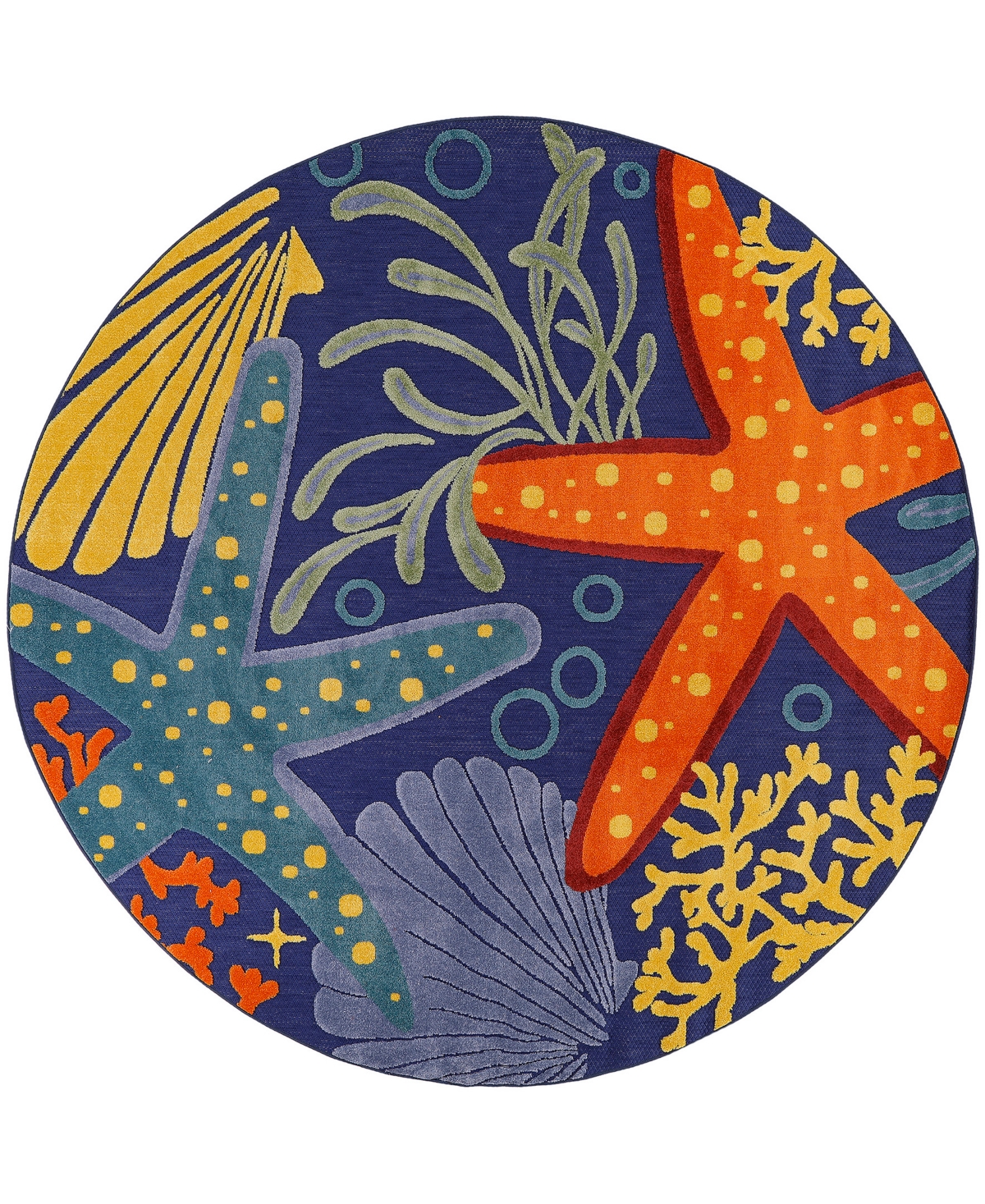 Nourison Home Aloha Alh24 7'10"x7'10" Round Area Rug In Navy,multi