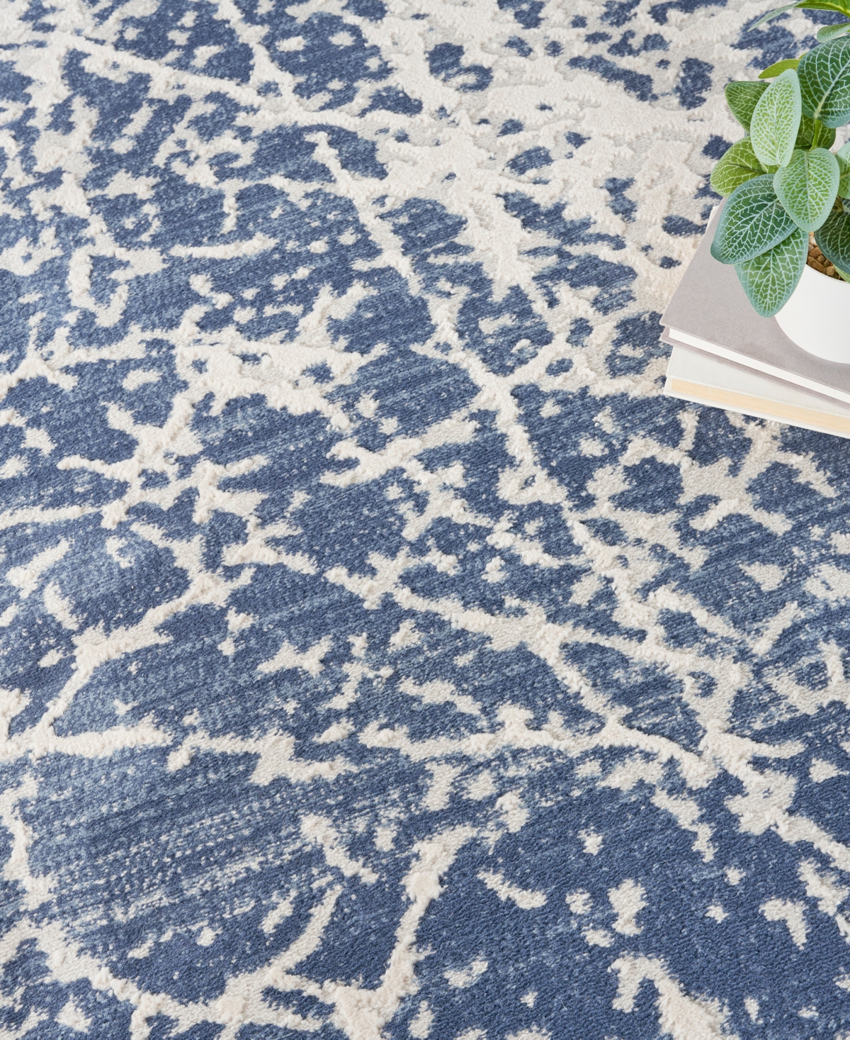 Nourison Home Exhale Exl02 7'10"x9'10" Area Rug In Navy,ivory