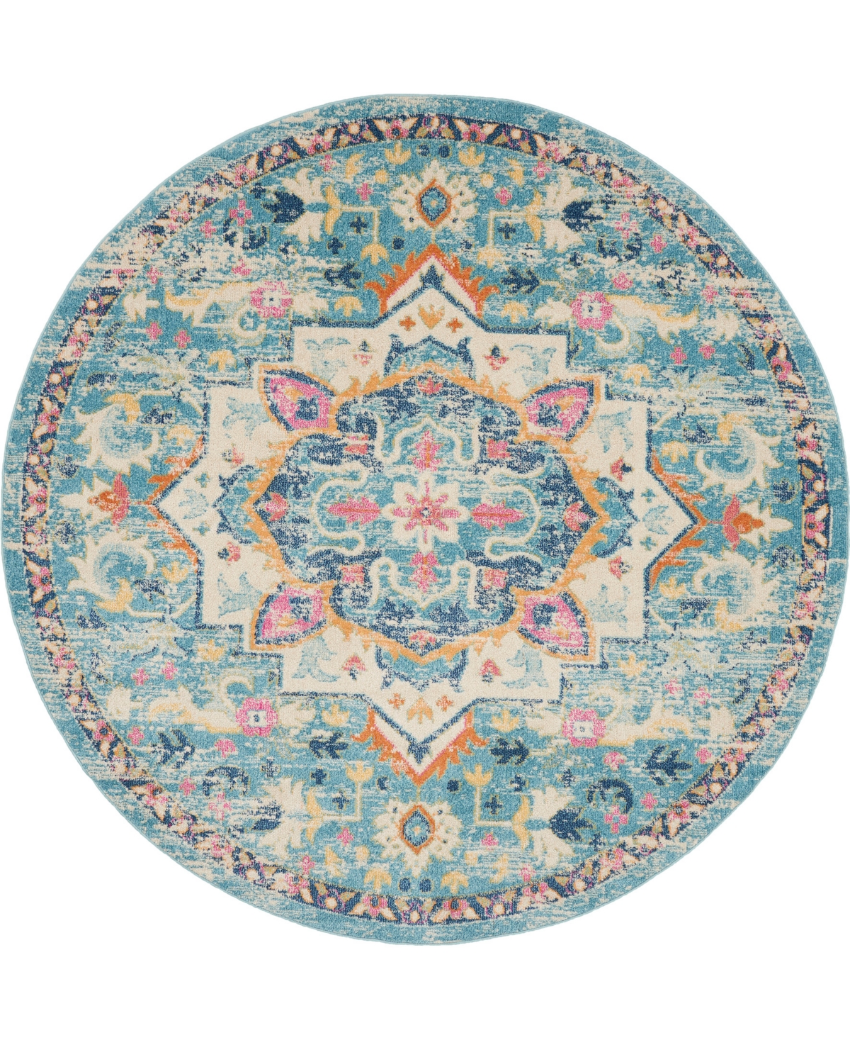 Nourison Home Passion Psn25 8'x8' Round Area Rug In Ivory,mist