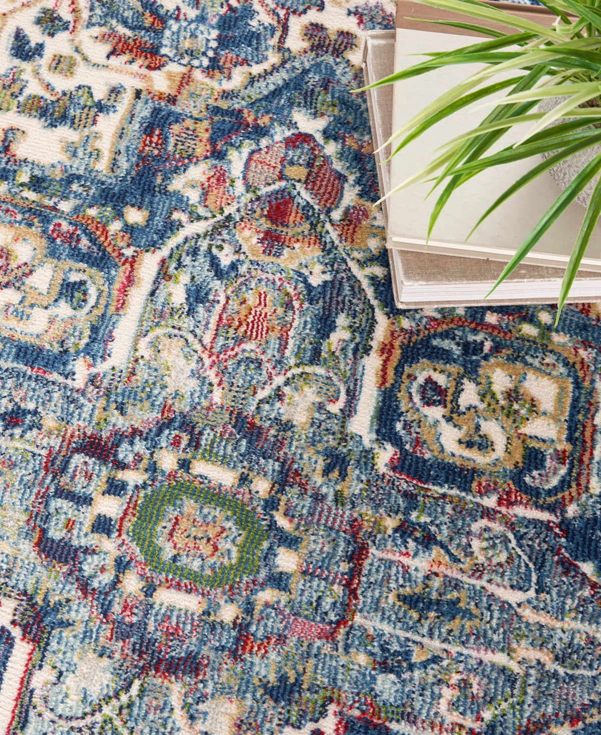 Nourison Home Ankara Global Anr15 4'x4' Round Area Rug In Ivory,navy