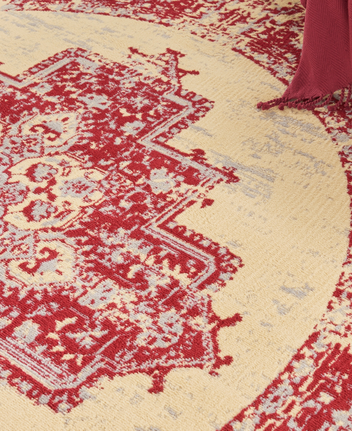 Nourison Home Grafix Grf14 8'x8' Round Area Rug In Cream,red