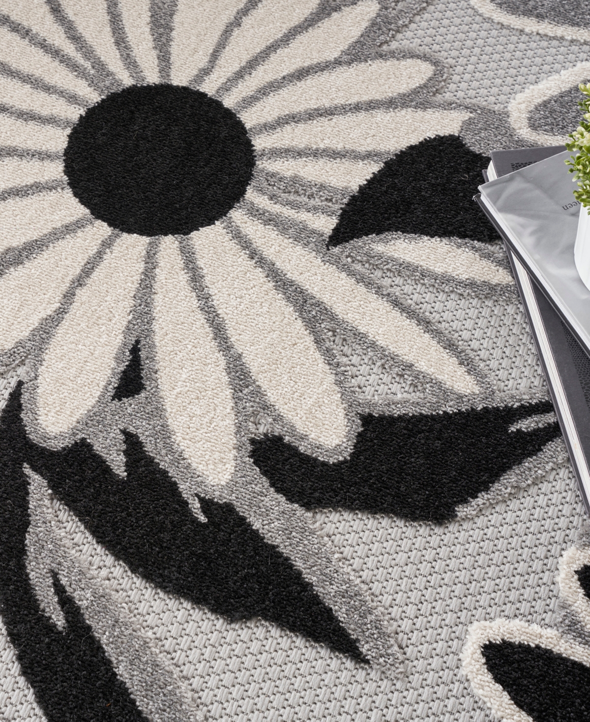 Nourison Home Aloha Alh33 5'3"x5'3" Round Area Rug In Black