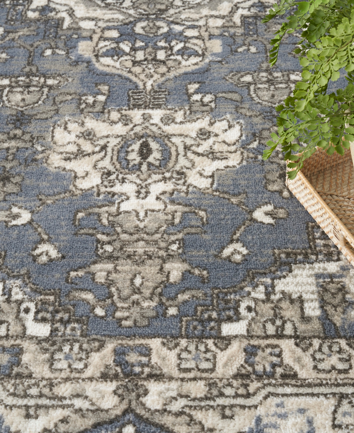 Nourison Home Quarry Qua05 3'9"x5'9" Area Rug In Blue