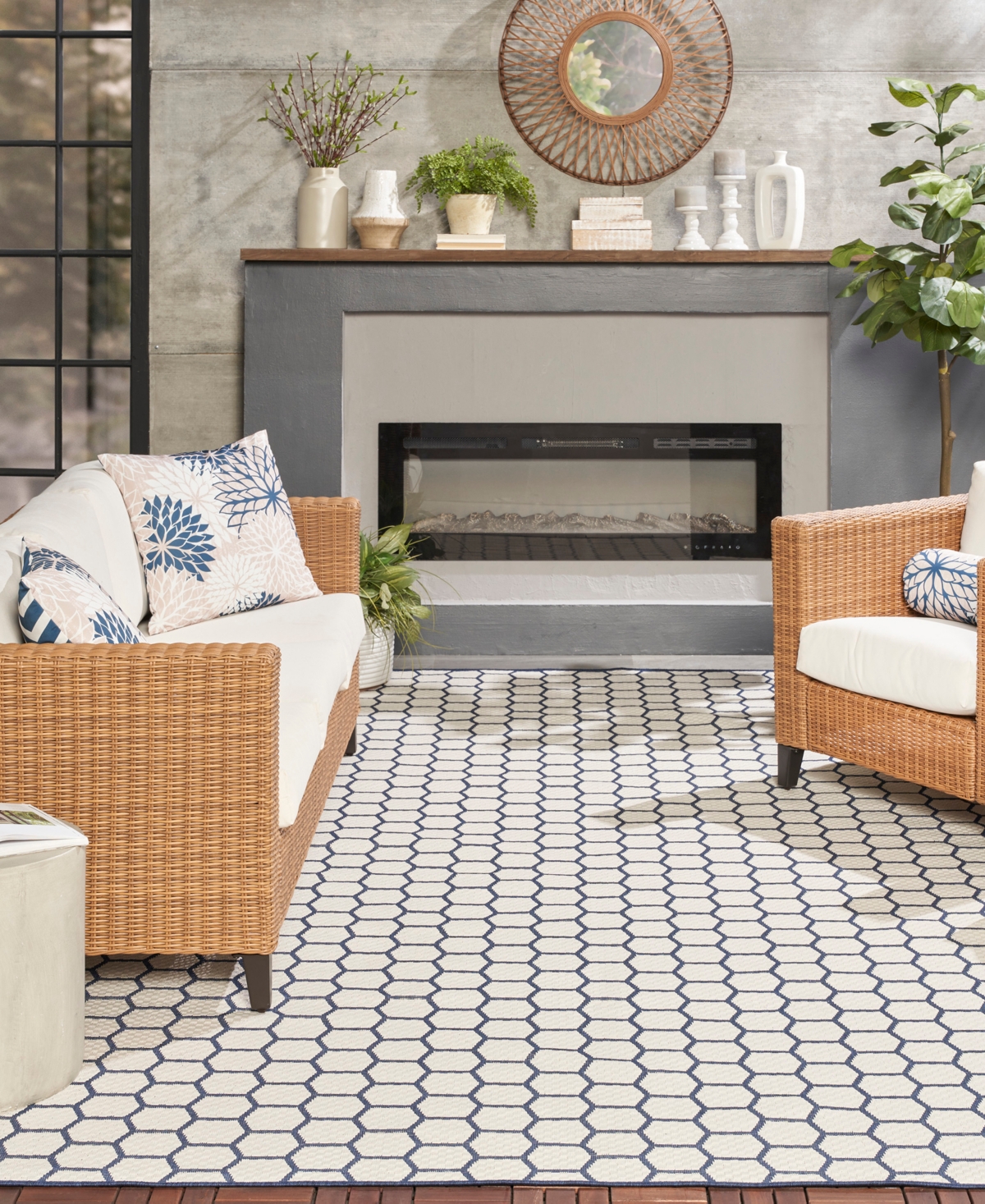 Nourison Home Twist Reversible Tws01 8'x10' Area Rug In Navy