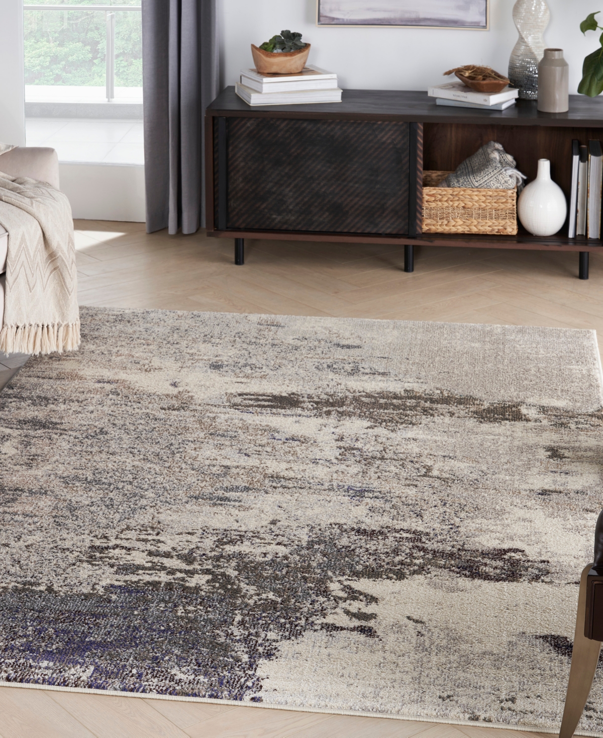 Nourison Home Celestial Ces02 5'3"x7'3" Area Rug In Ivory,gray