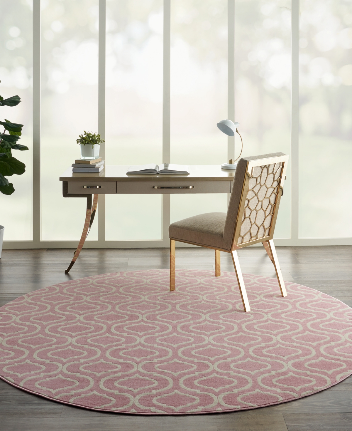 Nourison Home Jubilant Jub19 8'x8' Round Area Rug In Pink