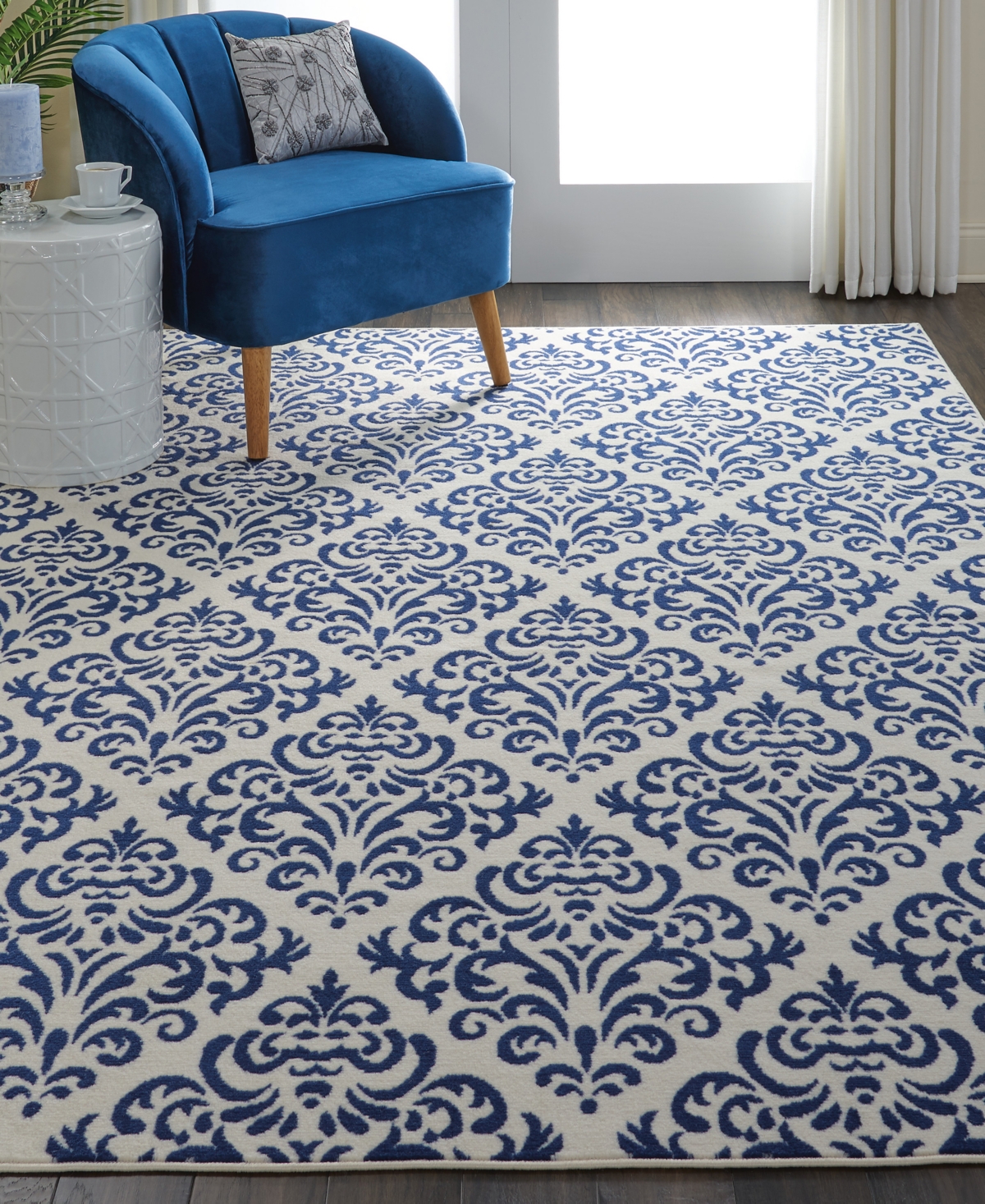 Nourison Home Grafix Grf06 6'x9' Area Rug In White,blue