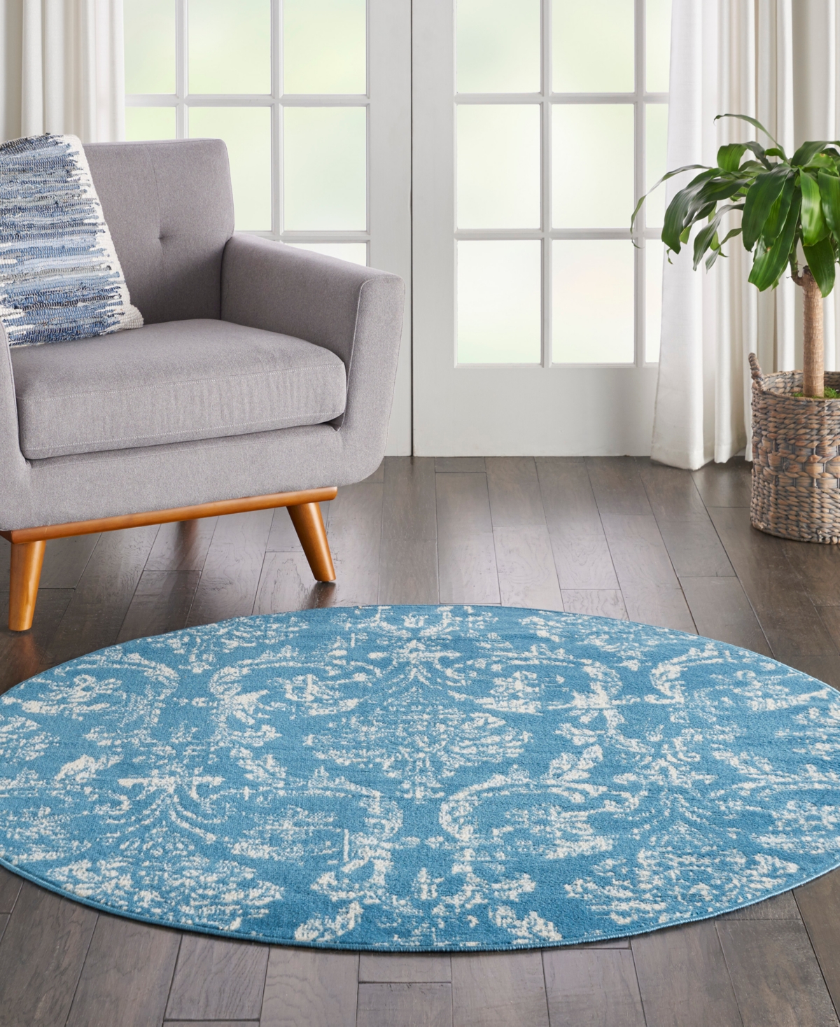 Nourison Home Jubilant Jub09 5'3"x5'3" Round Area Rug In Blue