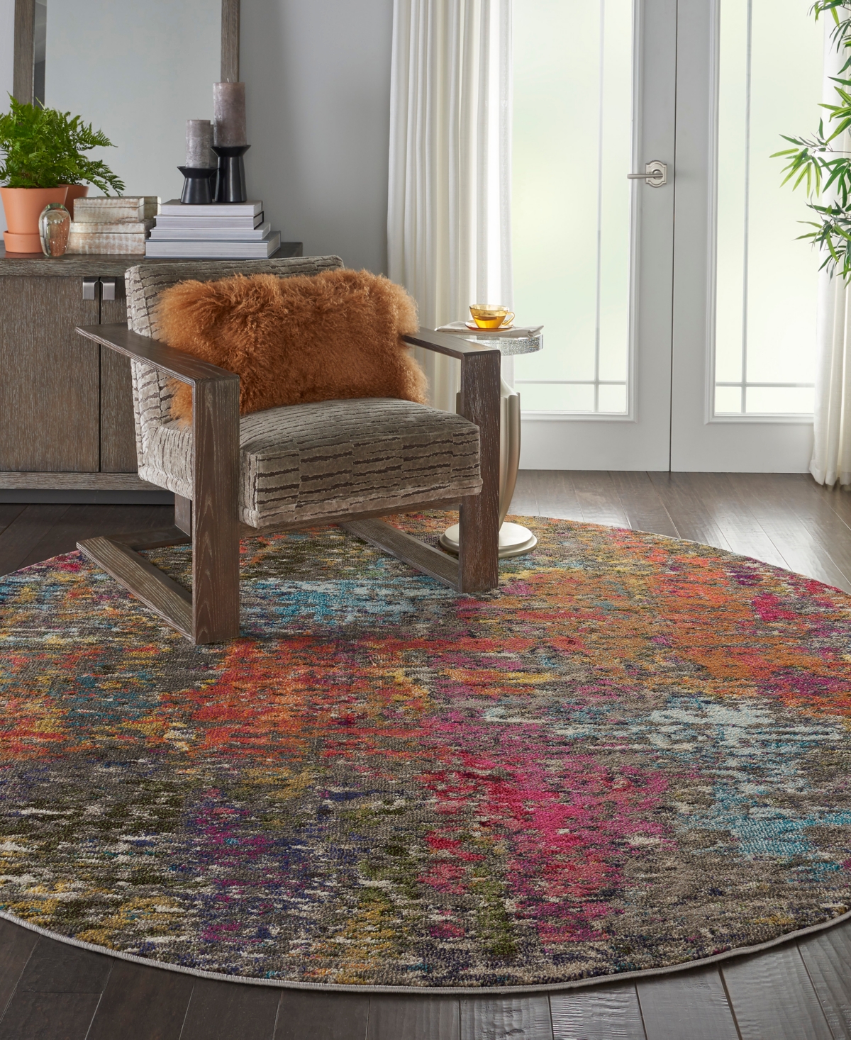 Nourison Home Celestial Ces14 4'x4' Round Area Rug In Multi