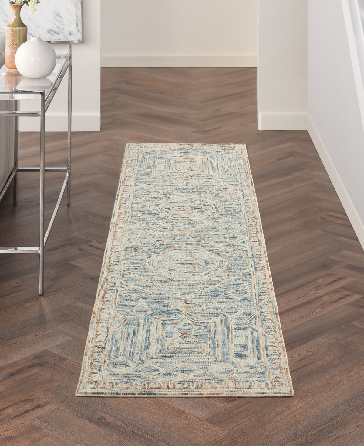 Nourison Home Interlock Itl02 2'3"x7'6" Runner Area Rug In Multi