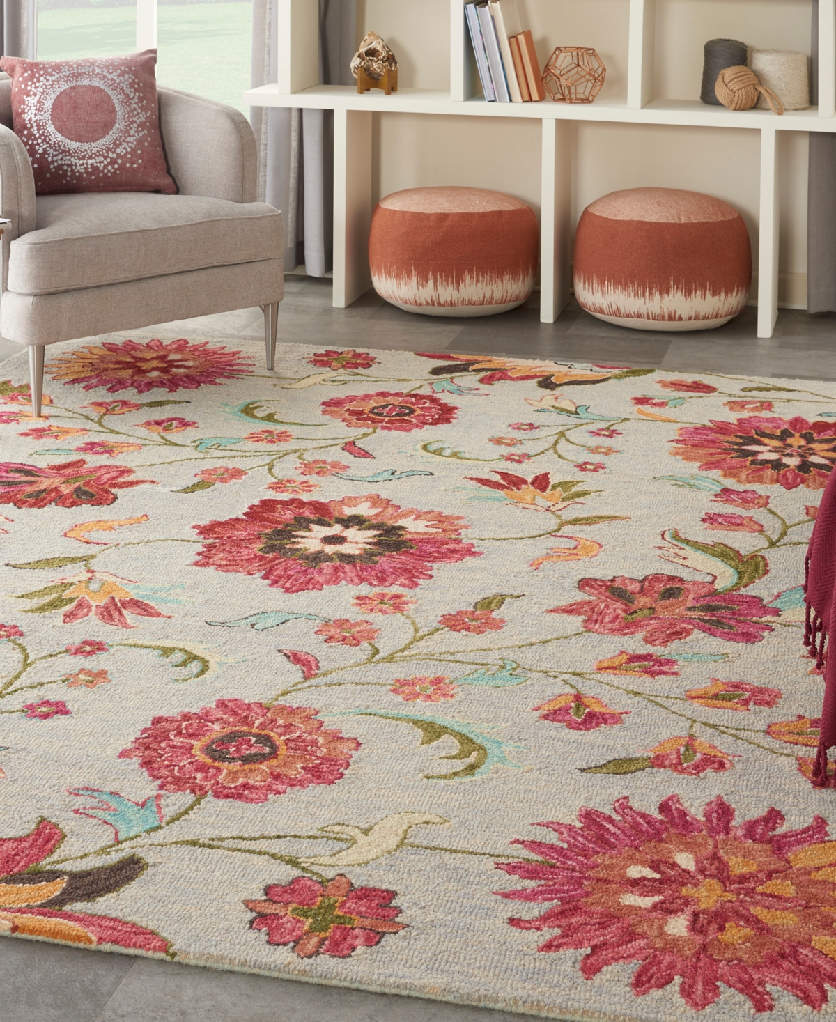 Nourison Home Bahari Bah04 8'x10' Area Rug In Gray,multi