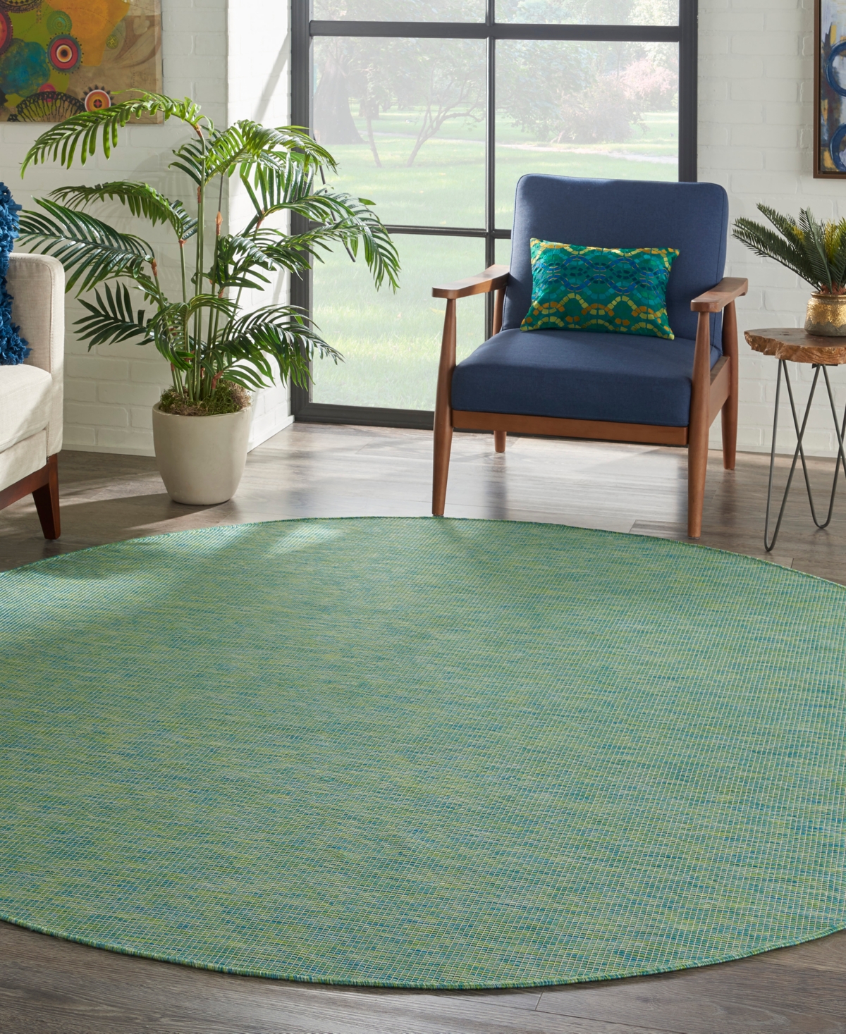 Nourison Home Positano Pos01 8'x8' Round Area Rug In Green