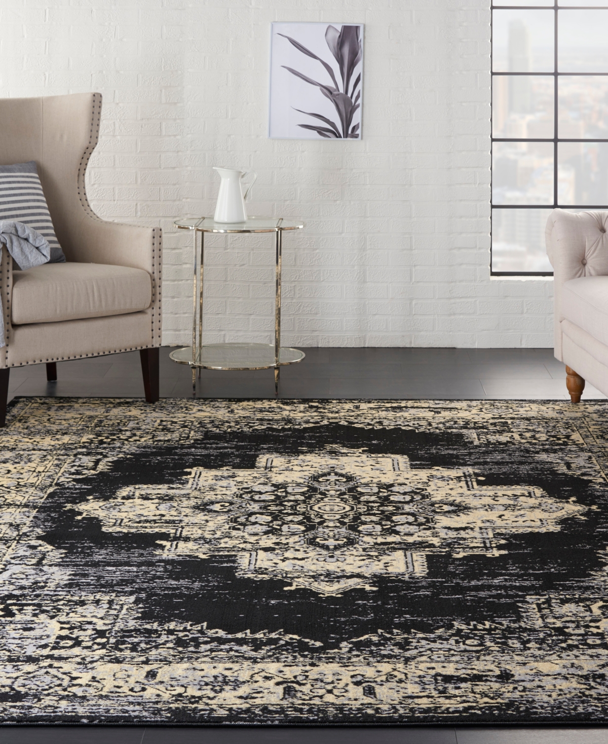 Nourison Home Grafix Grf14 7'x10' Area Rug In Black