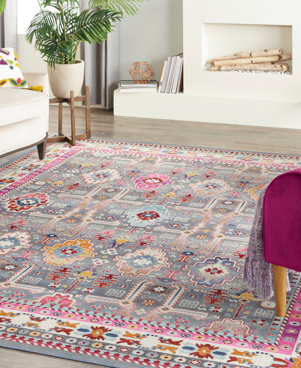 Nourison Home Vintage Kashan Vka05 7'10"x9'10" Area Rug In Gray,multi