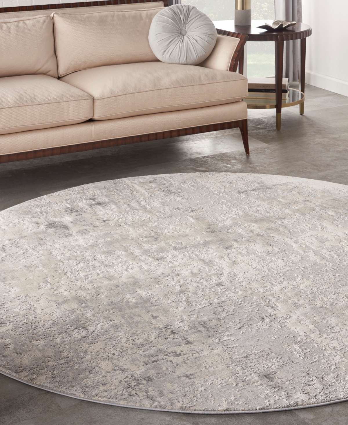 Nourison Home Rustic Textures Rus07 7'10"x7'10" Round Area Rug In Gray,beige