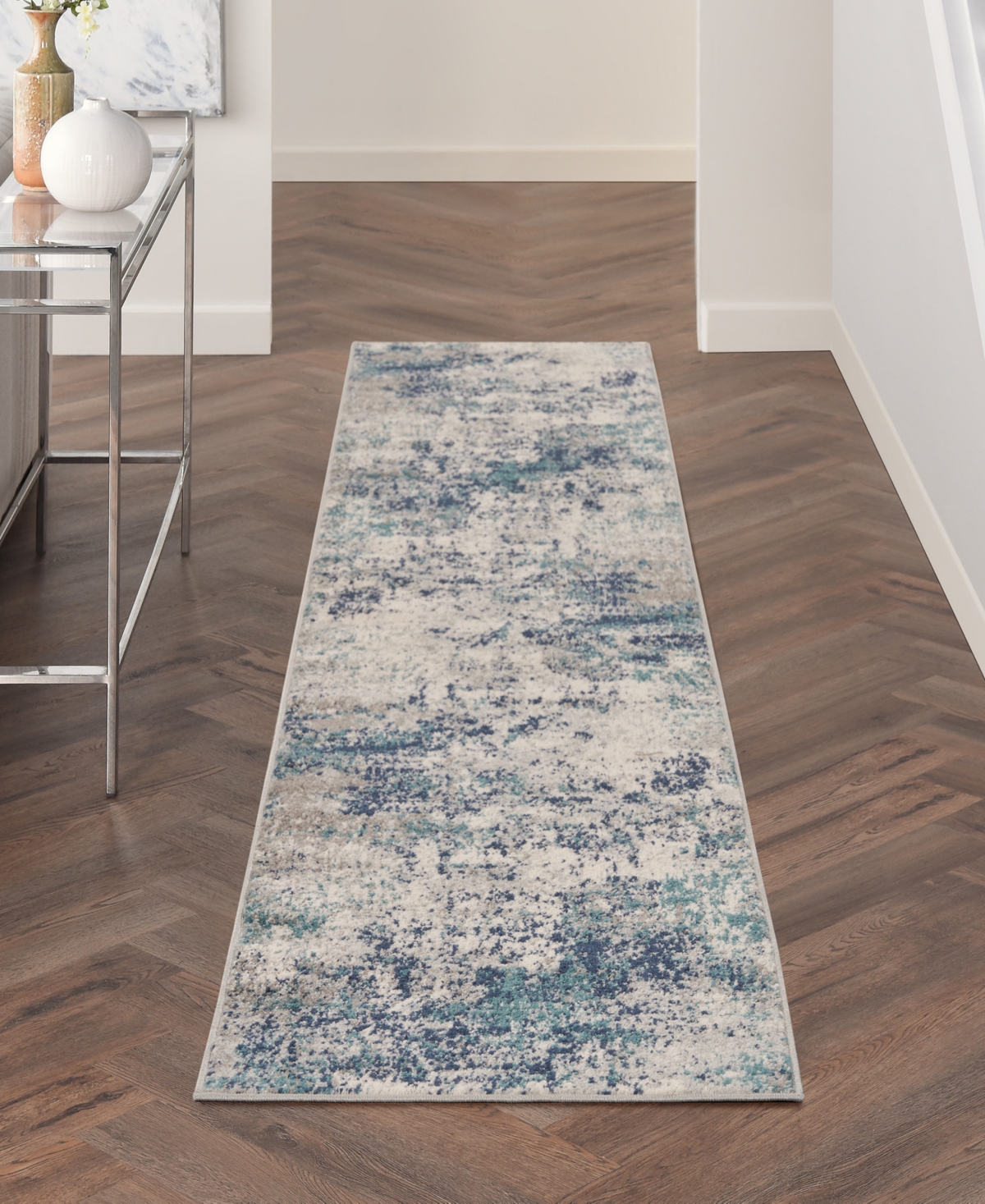 Nourison Home Passion Psn36 2'2"x10' Runner Area Rug In Ivory,teal