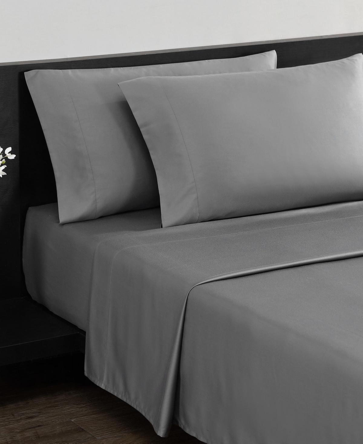 VERA WANG SOLID 800 THREAD COUNT COTTON SATEEN 4 PIECE SHEET SET, KING 