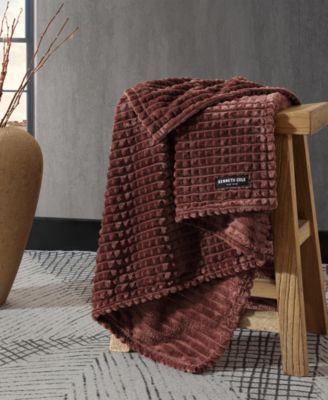 Solid Textured Jacquard Plush Throw, 60" X 50"