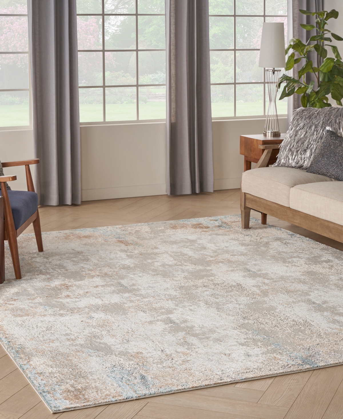 Nourison Home Glitz Glz06 7'10"x9'10" Area Rug In Taupe