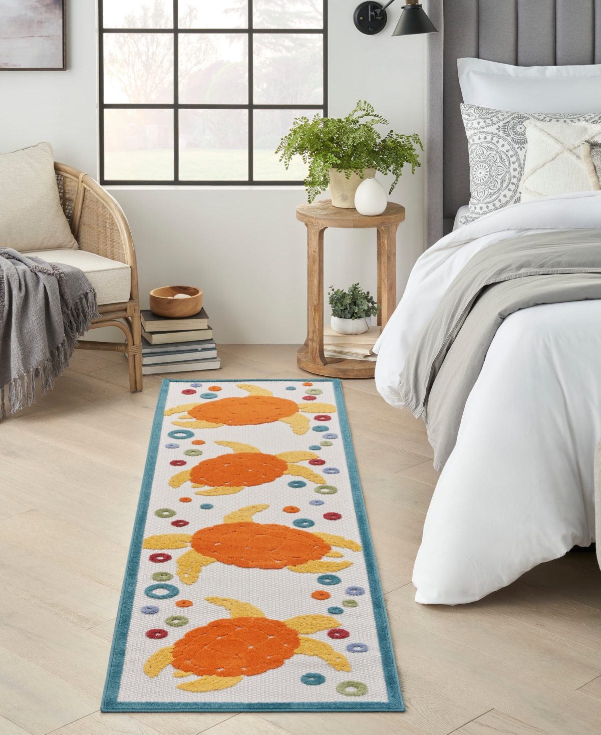 Nourison Home Aloha Alh27 2'3"x8' Runner Area Rug In Teal,multi