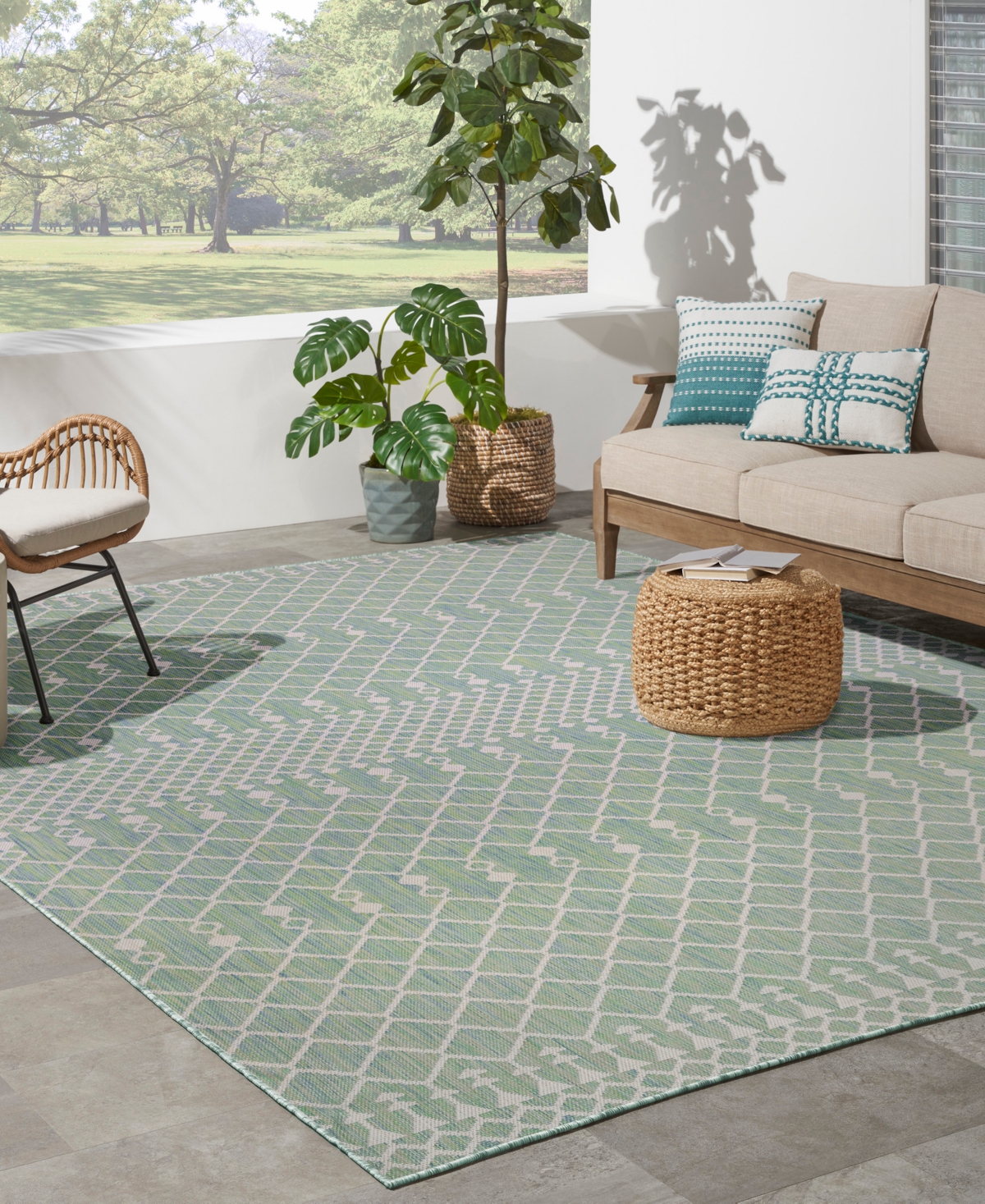 Nourison Home Positano Pos02 8'x10' Area Rug In Green