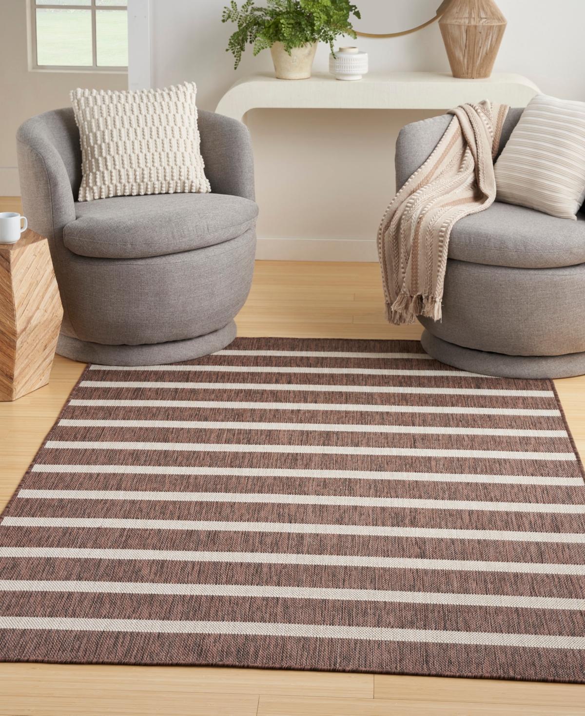 Nourison Home Positano Pos03 7'x10' Area Rug In Taupe
