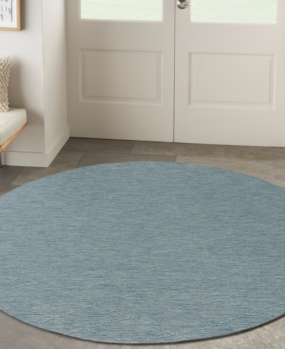 Nourison Home Washable Solutions Wsl01 8'x8' Round Area Rug In Aqua