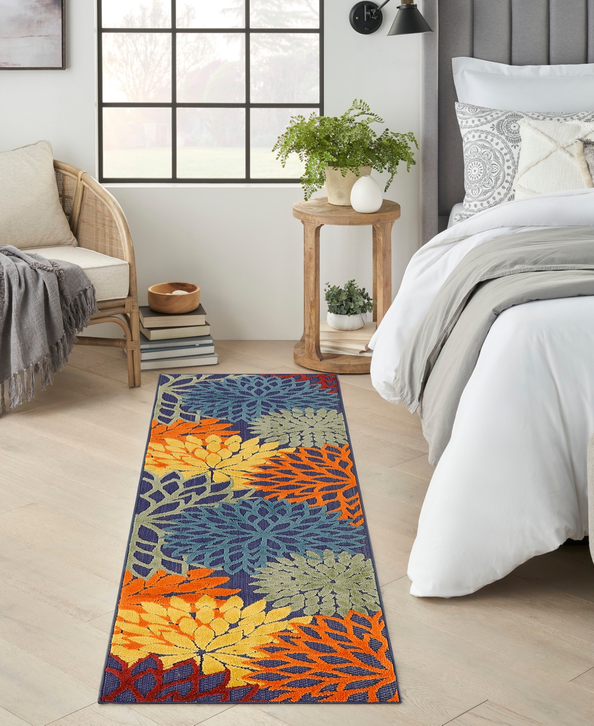 Nourison Home Aloha Alh05 2'3"x8' Runner Area Rug In Navy,multi