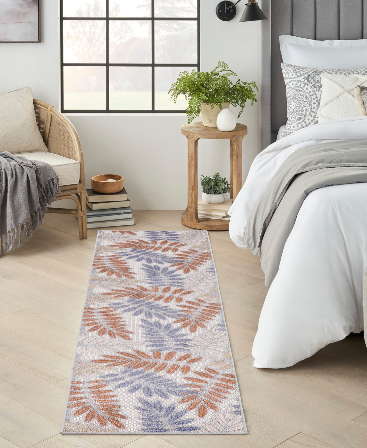 Nourison Home Aloha Alh18 2'3"x8' Runner Area Rug In Blue,mocha