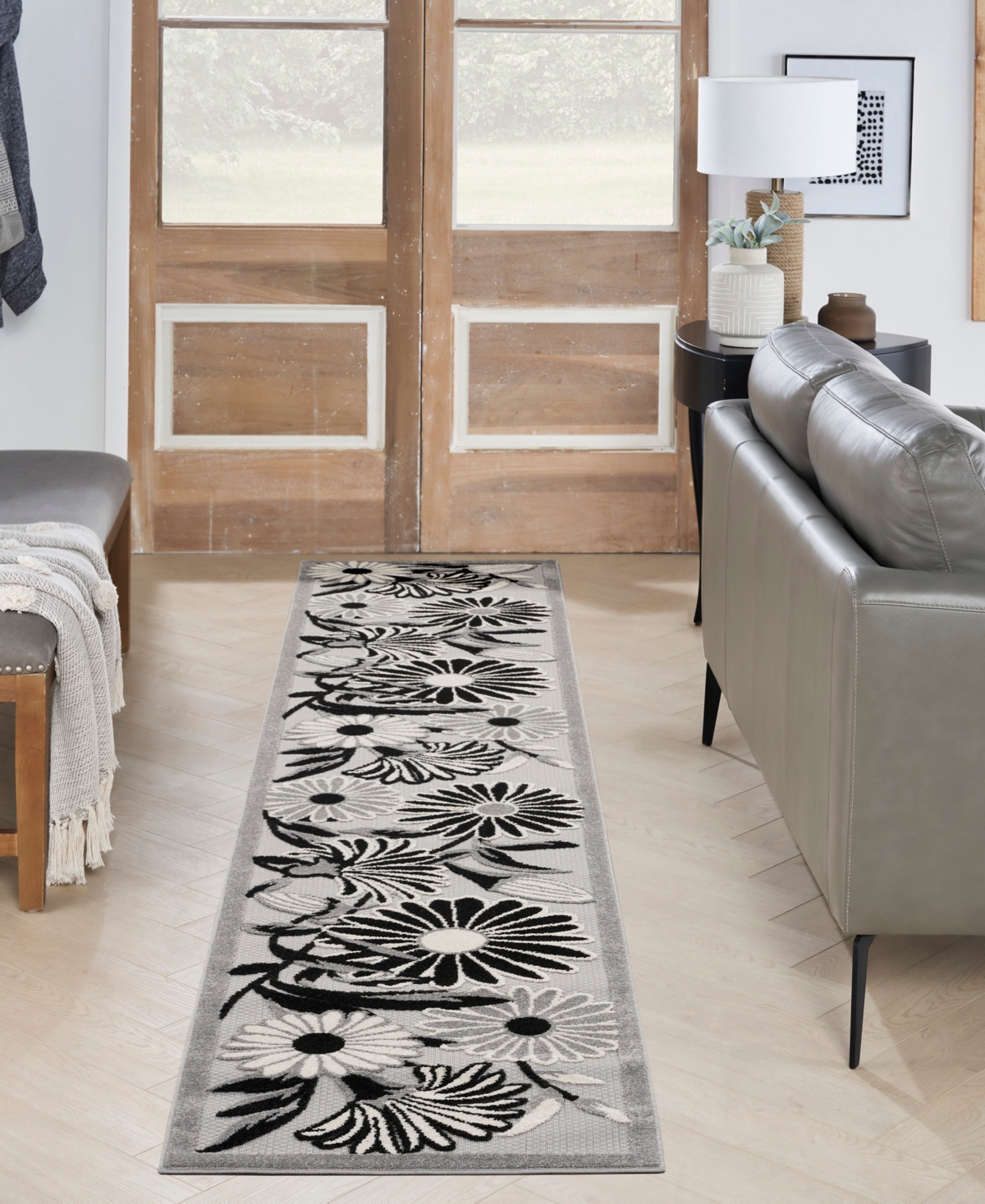 Nourison Home Aloha Alh33 2'3"x12' Runner Area Rug In Black