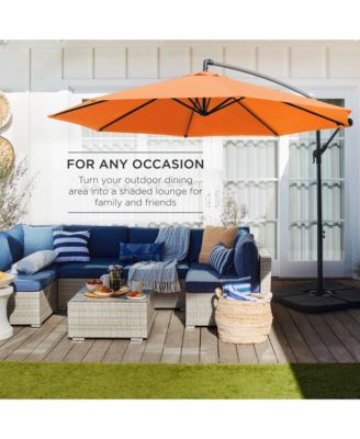 10ft Offset Hanging Outdoor Market Patio Umbrella w/ Easy Tilt Adjustment